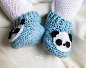 Crochet Panda Baby Booties Pattern, Easy Crochet Baby Bootie Pattern by Maisie and Ruth | *Instant Download* | **PATTERN ONLY**