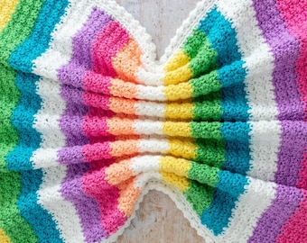 Crochet Baby Blanket Pattern | PDF + Video Tutorial | Stripey Design (Instant Download)
