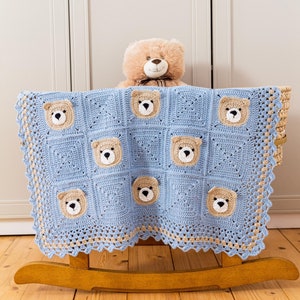 Crochet Teddy Bear Blanket Pattern, Crochet Bear Blanket Pattern by Maisie and Ruth | *Instant Download* | **PATTERN ONLY**