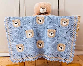 Crochet Teddy Bear Blanket Pattern, Crochet Bear Blanket Pattern by Maisie and Ruth | *Instant Download* | **PATTERN ONLY**