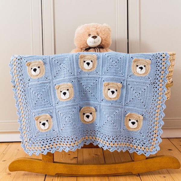Crochet Teddy Bear Blanket Pattern, Crochet Bear Blanket Pattern by Maisie and Ruth | *Instant Download* | **PATTERN ONLY**