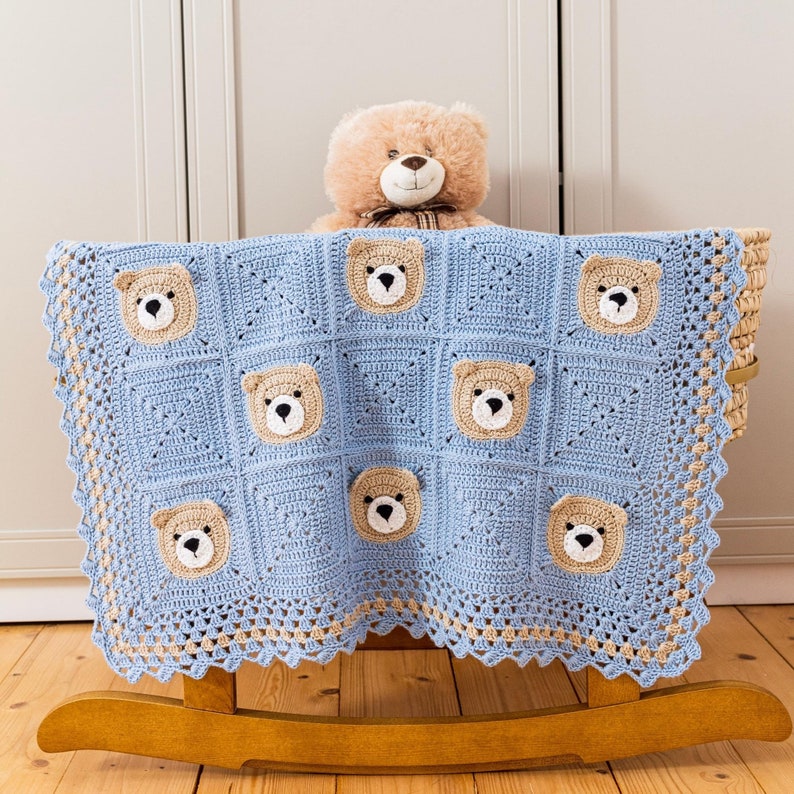 Crochet Teddy Bear Blanket Pattern, Crochet Bear Blanket Pattern by Maisie and Ruth Instant Download PATTERN ONLY image 1