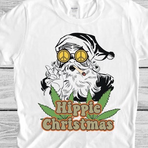 Hippie Christmas Shirt, Retro Holiday Shirt, Hippie Santa, Stoner Gift, 70s Clothing, 60s Christmas