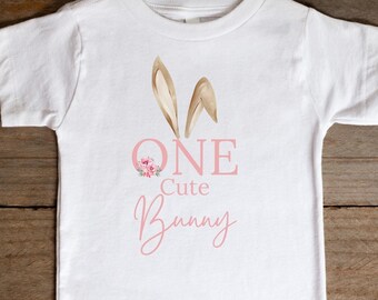 Bunny Birthday Shirt First Birthday Pink Floral Spring Rabbit Birthday Bunny Birthday Shirt Easter Birthday First Birthday Shirt Some Bunny