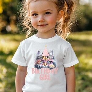 Cat Birthday Shirt Cat Theme Birthday TShirts Kitty Cat Birthday Party Animal Let&#39;s Pawty Girl Birthday Shirt Kitten Birthday T-Shirt Cat