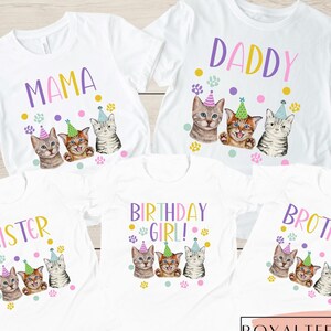Cat Shirt Cat Birthday Girl TShirts Kitty Cat Birthday Party Animal Let&#39;s Pawty Kitty Girl Birthday Shirt Kitten Birthday T-Shirt Cat Party
