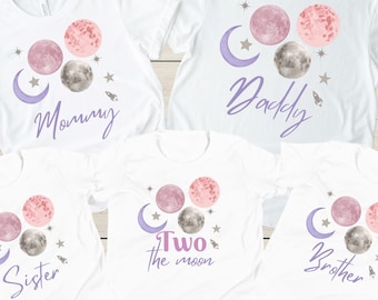 Two the Moon To the Moon Shirt Two the Moon Birthday Two the Moon Outfit Two the Moon Birthday TShirt  2 the Moon Birthday T-Shirt Girl Bday