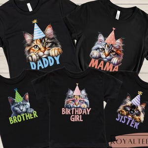Cat Birthday Shirt Cat Theme Birthday TShirts Kitty Cat Birthday Party Animal Let&#39;s Pawty Girl Birthday Shirt Kitten Birthday T-Shirt Cat