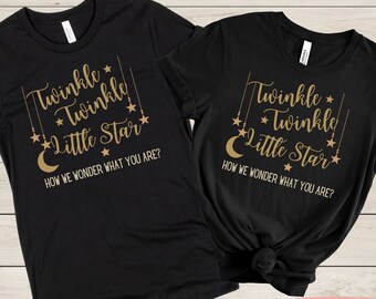 Twinkle Twinkle Little Star Shirt Gender Reveal TShirt Gold Moon and Stars Gender Reveal T-Shirt He or She Boy or Girl Gender Reveal Shirt