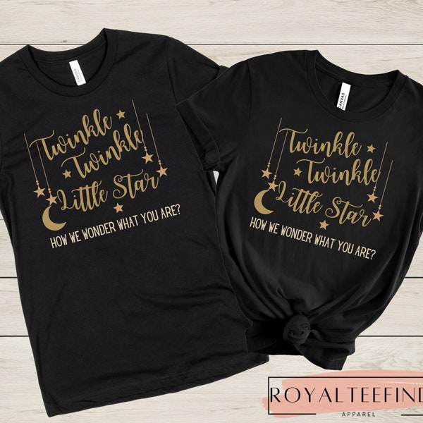 Twinkle Twinkle Little Star Shirt Gender Reveal TShirt Gold Moon and Stars Gender Reveal T-Shirt He or She Boy or Girl Gender Reveal Shirt