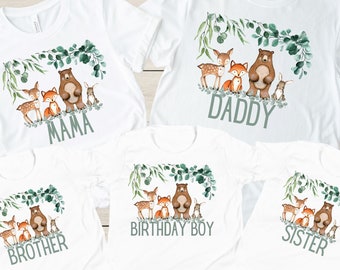 Woodland Animal Birthday Shirt Premier anniversaire TShirt Party Animal Birthday T-Shirt Forest Animal Birthday Woodland Boys Birthday T-Shirt