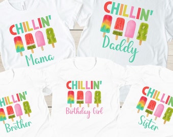 Popsicle Birthday Shirt Ice Cream Party Chill With Us Ice Cream Birthday Summer Birthday TShirt Ice Cream Pop Birthday T-Shirt Girls Outfit