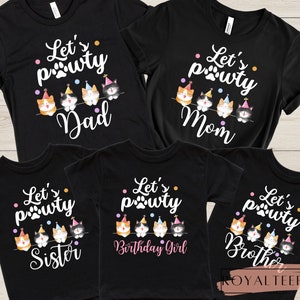 Kitty Cat Rainbow Birthday Shirt Cute Cat Birthday T-Shirt Pawty Birthday TShirt Cat Shirt Kids Cat Birthday Shirt Girls Birthday Cats Shirt