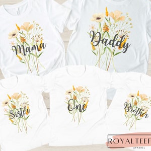 Wildflower Birthday Shirt First Birthday T-Shirt Wild One Birthday TShirt Flower Shirt Girls Floral Birthday Shirt Matching Family Birthday