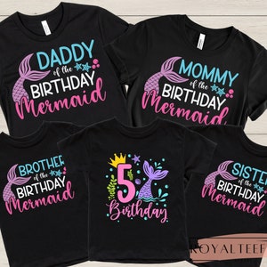 Mermaid Birthday Shirt Mermaid Family Shirts Birthday Matching Family Shirt Daddy Mommy Sister Brother Of The Birthday Girl Mermaid Squad