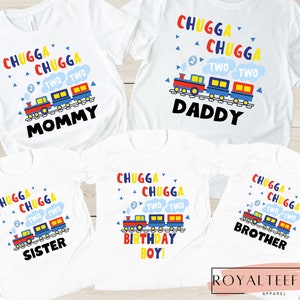 Train Birthday Shirt Train Party TShirt Chugga Chugga Two Two Shirt 2nd Birthday Boy T-Shirt Choo Choo Train Birthday Shirt Matching Family