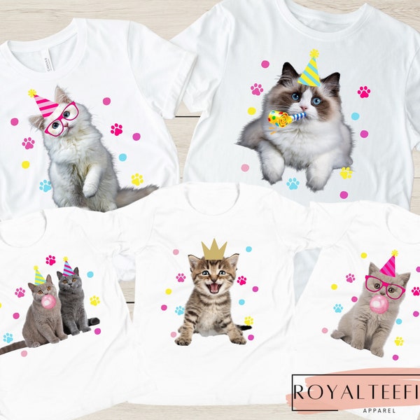 Cat Birthday Shirt Cat TShirt Kitten Birthday TShirt Cute Cat Birthday T-Shirt Cat Shirt Party Animal Shirt Girls Cat Shirt Birthday Cat