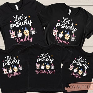Cat shirt Cat Birthday Shirt Cat and Dog Birthday T-Shirt Pawty Birthday TShirt Cat Shirt Kids Cat Birthday Shirt Girls Birthday Cats Shirt