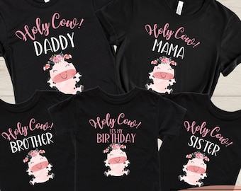 Cow Birthday Shirt Cow Birthday Holy Cow TShirt Floral Cow Birthday Shirt Girls Birthday Cute Cow Birthday T-Shirt Farm Birthday Farm Outfit