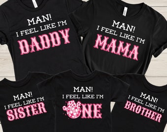 Man I Feel Like Im One Birthday Shirt Disco Cowgirl Birthday TShirt Space Cowgirl Birthday T-Shirt Nashville Birthday Pink Cowgirl Birthday