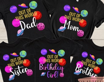 Outer Space Birthday Shirt Planets Birthday Party Shirt Space Birthday T-Shirt Space Themed Birthday TShirt Family Birthday Shirt Planets