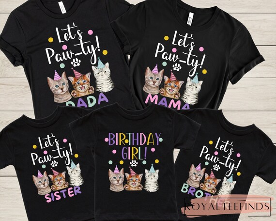 Lets Get This Paw-Ty Started Cat Birthday T Shirt Lets Get This Paw-Ty Started Cat Birthday T Shirt