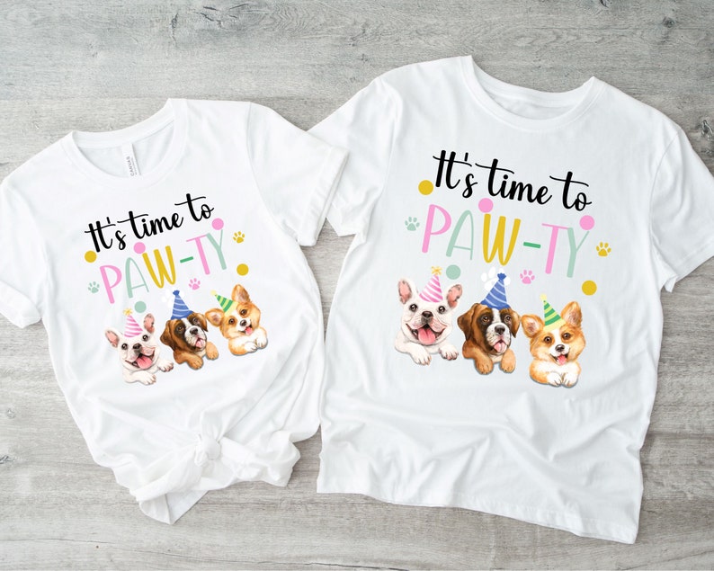 Pawty Time Shirt Dog Birthday Party Tshirts Puppy Birthday Etsy