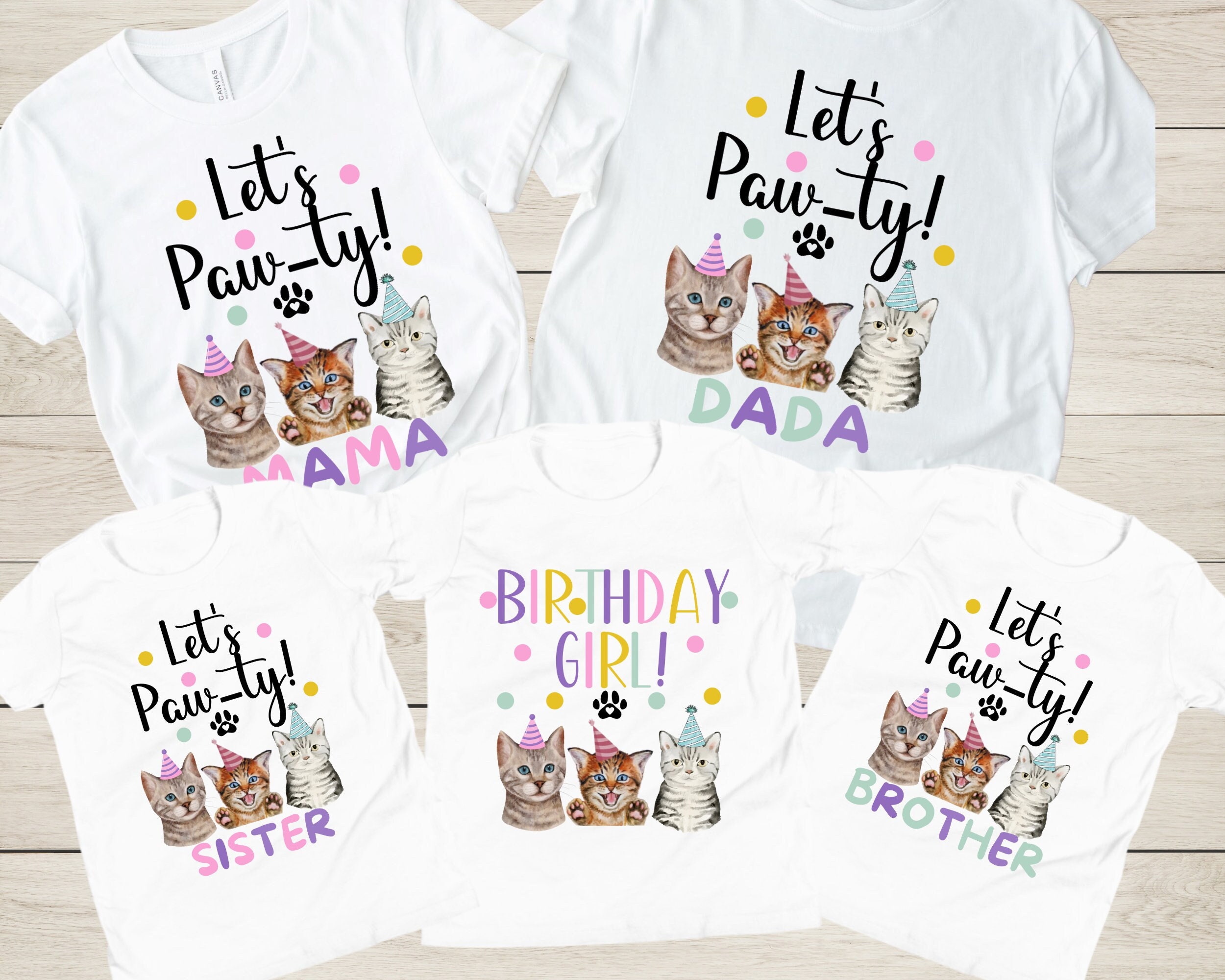 Lets Get This Paw-Ty Started Cat Birthday T Shirt Lets Get This Paw-Ty Started Cat Birthday T Shirt