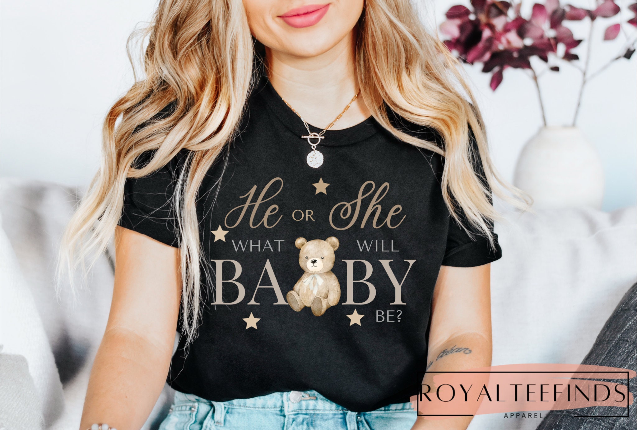 He or She Gender Reveal Shirt Teddy Bear Gender Reveal Tshirt - Etsy