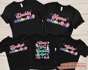 Mermaid Birthday Shirt Dive into Five Birthday Girls Fifth Birthday Shirt Under the Sea Theme Birthday Girl 5th Birthday Shirt Mermaid Shirt