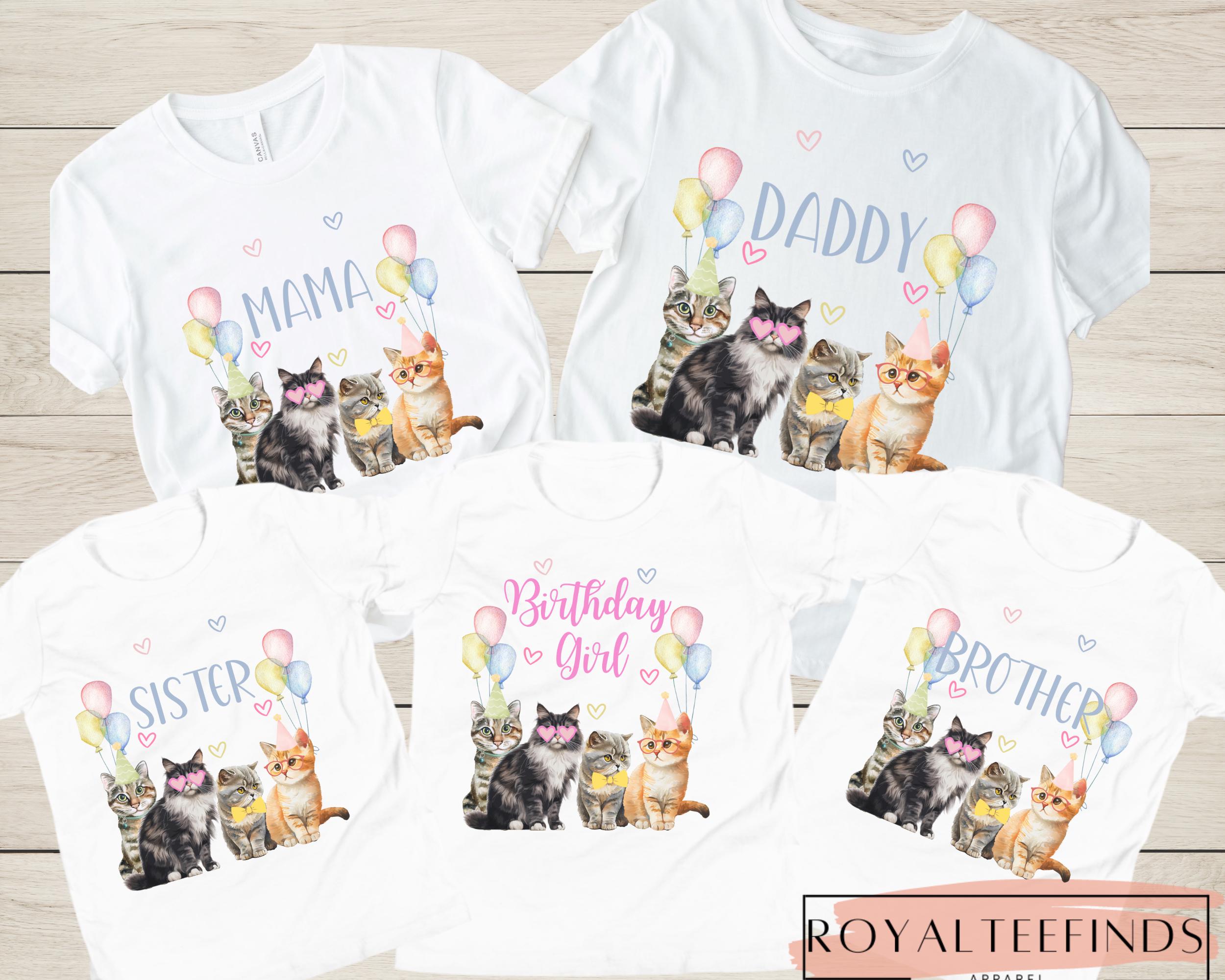 Kitty Cat Birthday Shirt Cat Birthday Girl TShirts Let's Pawty Kitty Cat Birthday Purrfect Party Are You Kitten Me Right Meow Cute Cat