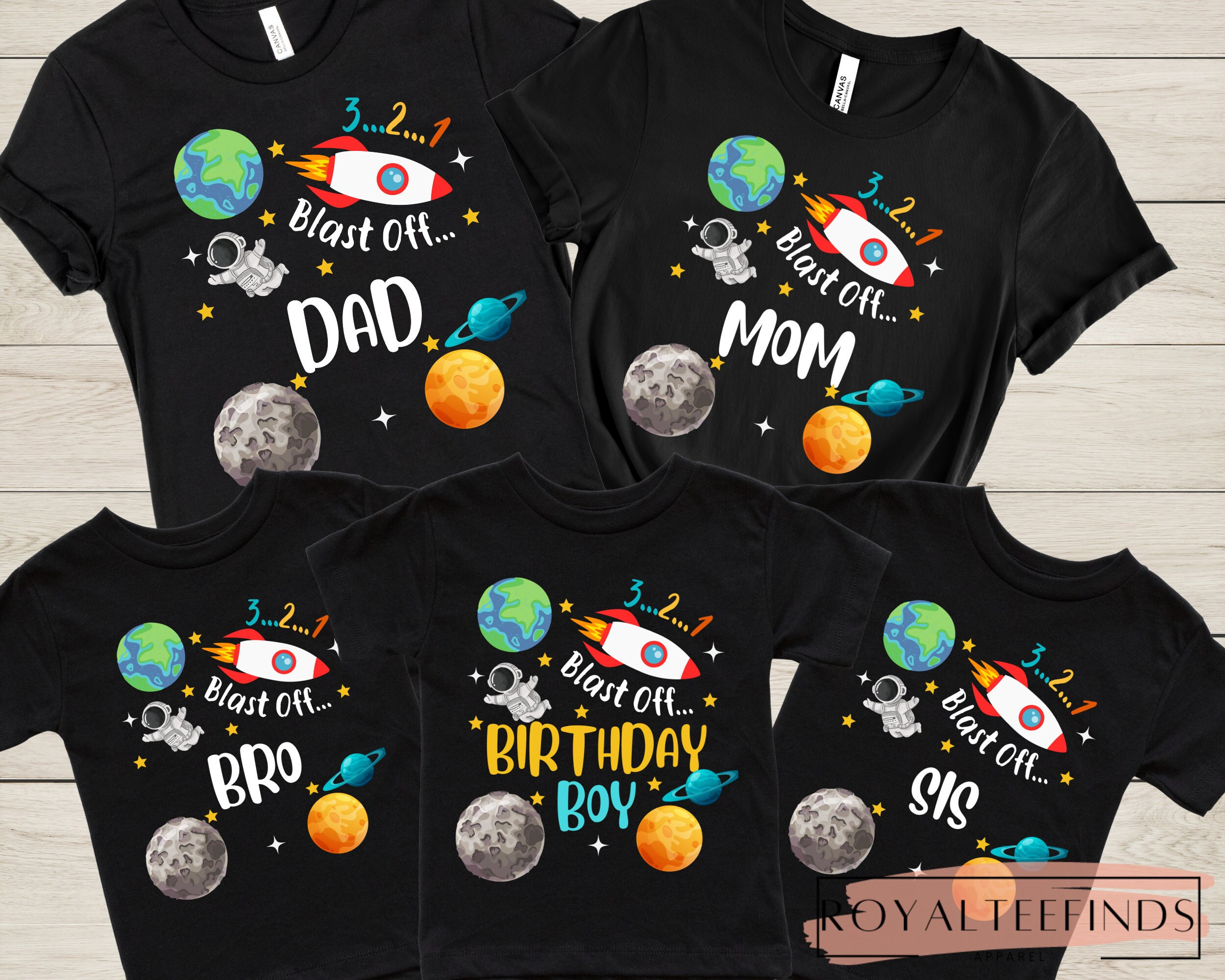 Space Birthday Shirt Planets Rocket Ship Astronaut Birthday