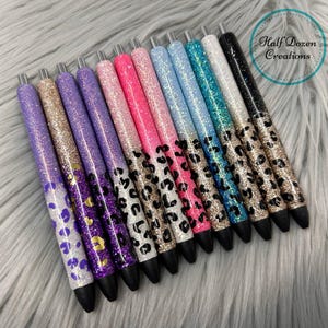 Leopard Ombre Glitter Pen, Gift, Office Pen, Custom Glitter Pen, Journal Pen, Writing Pen, Planner Pen, Inkjoy Gel Pen, Epoxy Pen