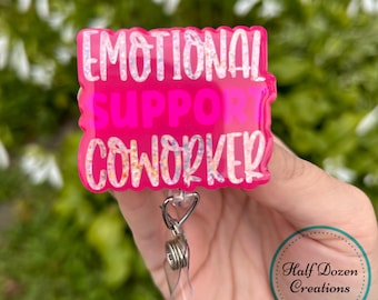 Carrete de insignia de apoyo emocional para compañeros de trabajo, con clip giratorio de cocodrilo