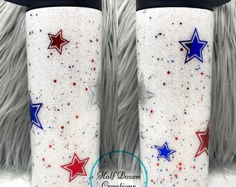 Vaso con purpurina de estrella de EE. UU., regalo del 4 de julio