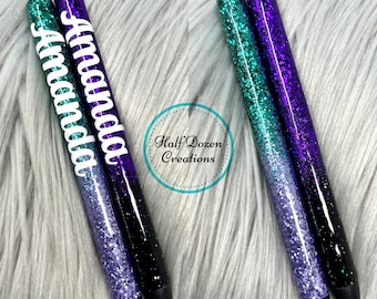 Bolígrafo de gel Inkjoy personalizado con purpurina ombré, bolígrafo de epoxi recargable