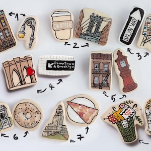 Brooklyn Pins | Hand Painted Handmade Polymer Clay Pins | Brooches | Set of two