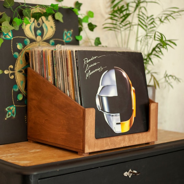Handmade Baltic Birch Vinyl Record Flip Rack, Album Storage