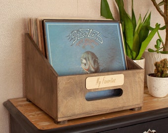 Personalized Vinyl Record Box, Handmade Record Storage, Record Flip Rack