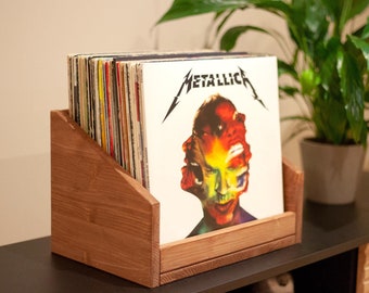 Rustic Wood Vinyl Record Storage Box: Handmade LP Album Holder