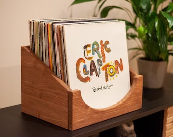 Rustic Wood Vinyl Record Storage Box: Handmade Album Organizer