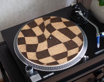 Gravierte Kork-Plattenspieler-Slipmat: Gemusterte Schallplattenmatte