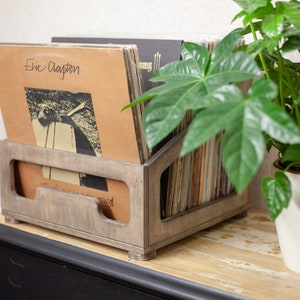 Handmade Vinyl record storage box made from wood. Records Storage for 12 inch vinyl records.