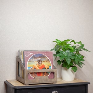 Handmade Vinyl record storage box made from wood. Records Storage for 12 inch vinyl records.