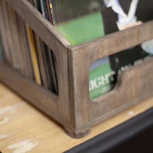 Handmade Vinyl record storage box made from wood. Records Storage for 12 inch vinyl records.