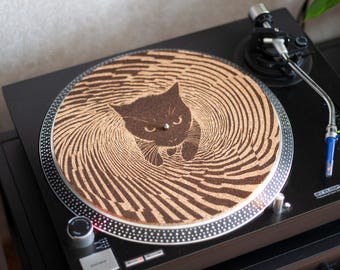 Cat Design Korkplattenspieler Slipmat: Kitty Optische Täuschung