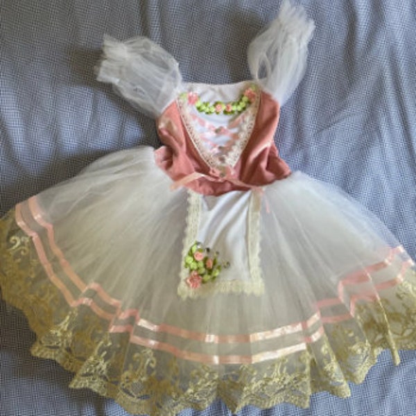 Tutu de ballet professionnel rose Gisèle concours adultes enfant fleur robe Tutu de ballet pour filles enfants justaucorps robe de ballerine