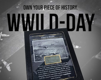 May include: A black framed piece of history with a photo of a group of gliders in flight. The text reads "WWII D-Day: A Piece of History. The U.S. Airborne Landings in Normandy were the first U.S. combat operations during Operation Overlord, the invasion of Normandy by the Western Allies on June 6, 1944 during World War II. Around 13,100 American paratroopers of the Bond and Joust Airborne Divisions made night parachute drops early on D-Day, June 6, followed by 3,937 glider troops flown in by day."