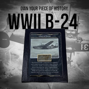 WWII B-24 Liberator Aircraft Skin Fragment in Display Case (C.O.A. Included)