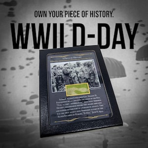 RARE! WWII D-Day Sainte-Mère-Eglise Drop Zone Recovered US Airborne Division Parachute Fragment with History Display Case (C.O.A. Included)